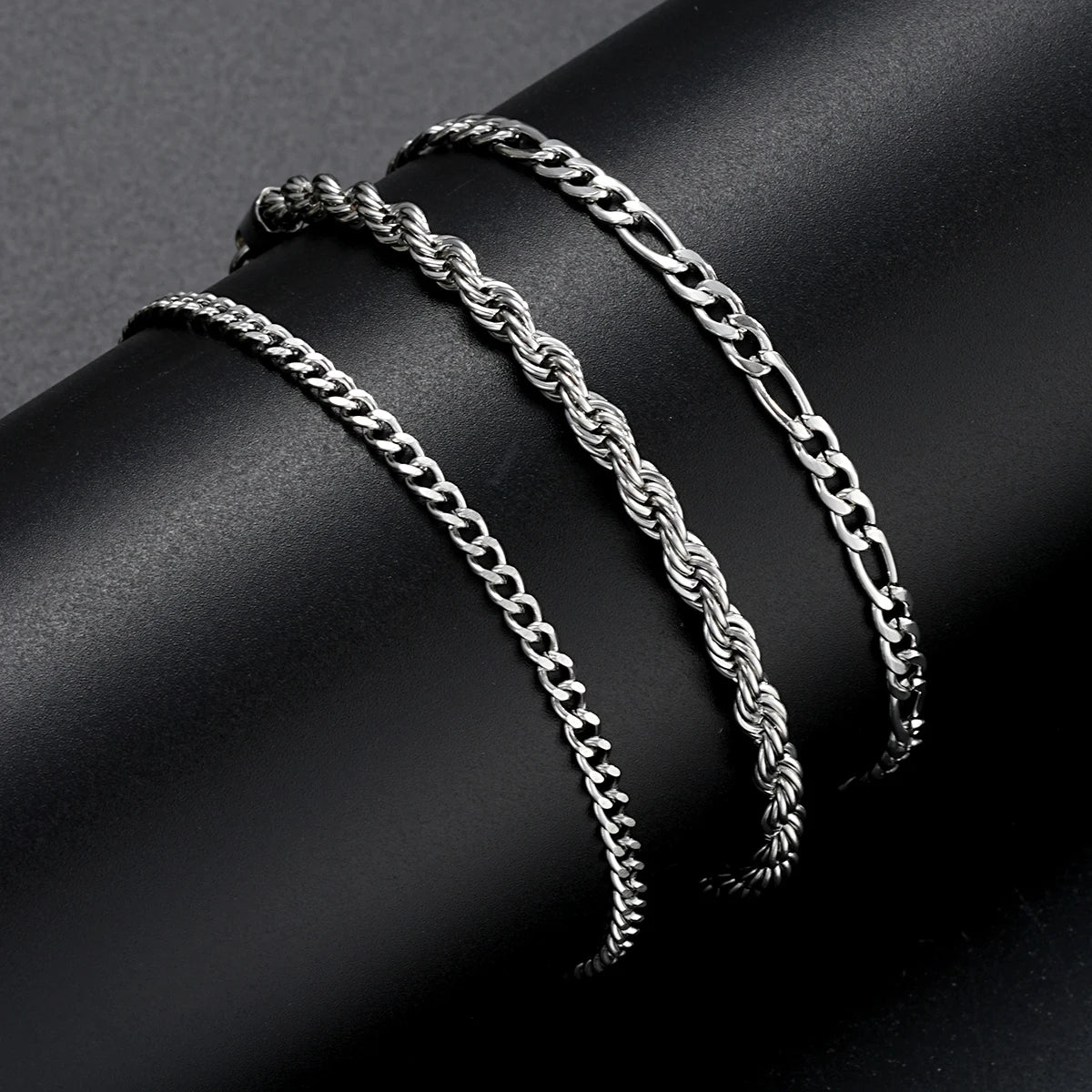 3 teile/satz Edelstahl Punk Kubanischen Kette Armband für Männer Minimalistischen Silber Farbe Hip Hop Armband Party Mode Schmuck Geschenke