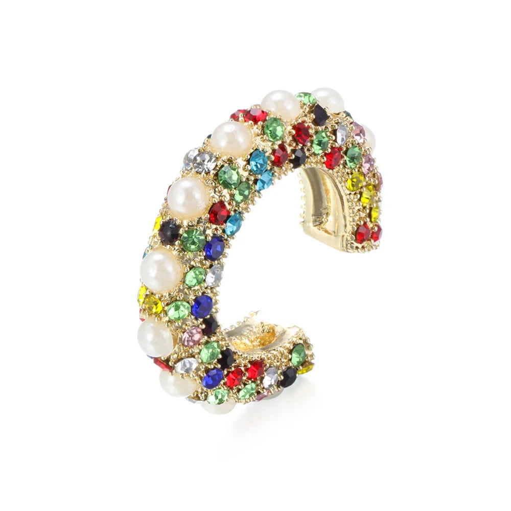 1 Stück cz Manschette Ohrringe für Frauen kleine C-Form Ohr manschette bunte Strass Clip Ohrringe Kristall Ohr manschette ohne Piercing