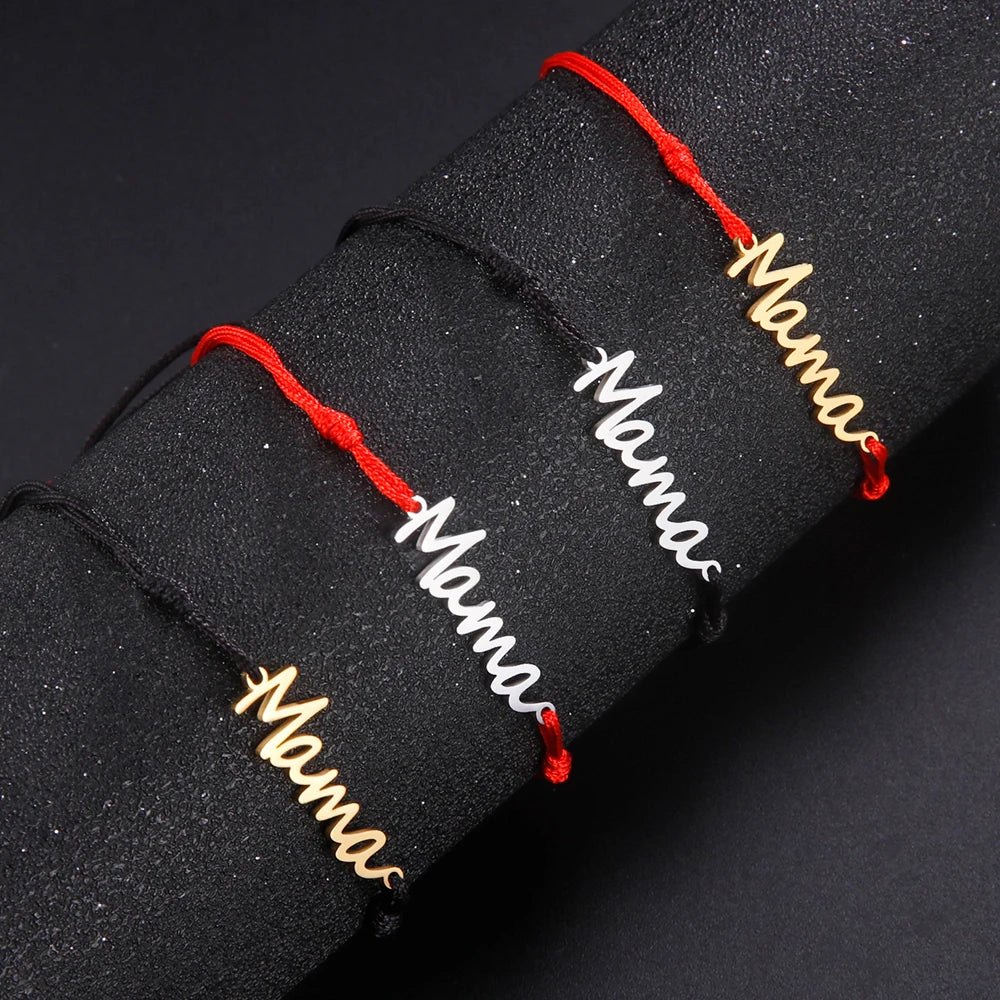Teamer Buchstaben Mama Anhänger Armband Frauen Rote Schnur Armbänder Edelstahl Schmuck Pulseras 2025, Muttertagsgeschenk Großhandel