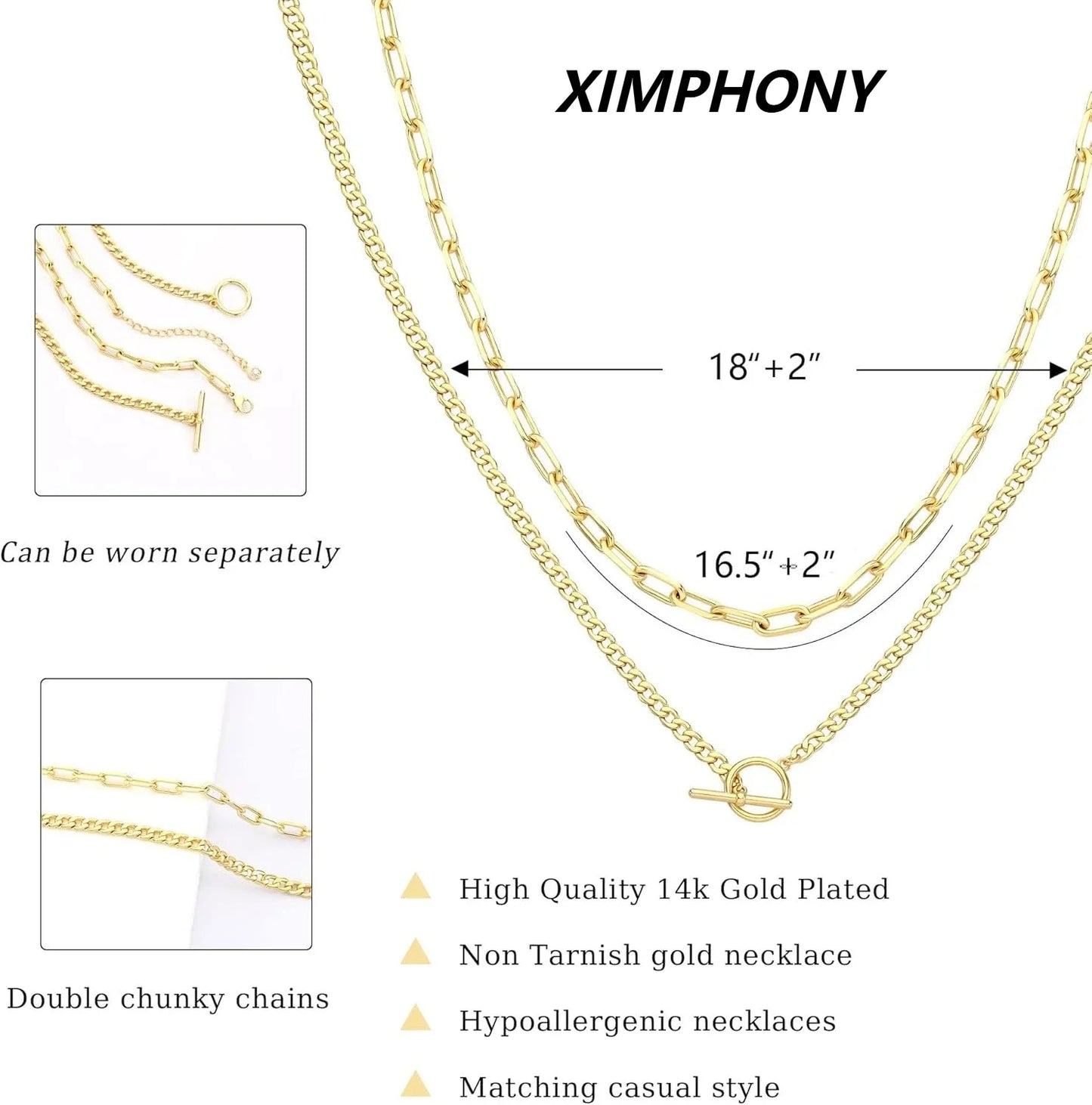 Gold geschichtete Halskette für Frauen K vergoldete Halskette Frauen Cuban Link Büroklammer Kette Knebelverschluss Halskette Schmuck für Frauen