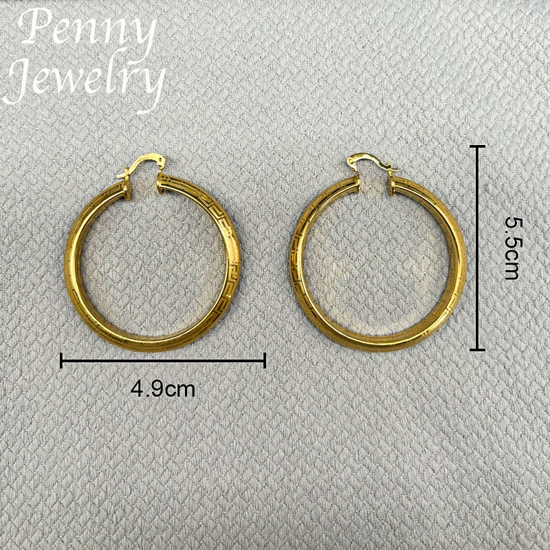 Große runde 18K vergoldete Creolen für Frauen, Kupfer, Vintage-Kreis-Ohrring, Party, Hochzeitsgeschenke, italienische afrikanische Schmucksets