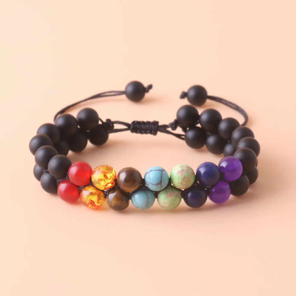 Top Plaza 7-Chakra-Behandlung Kristall-Armband Yoga Stein verstellbare Perlen Armband Meditation Entspannung Angst Damen-Armband