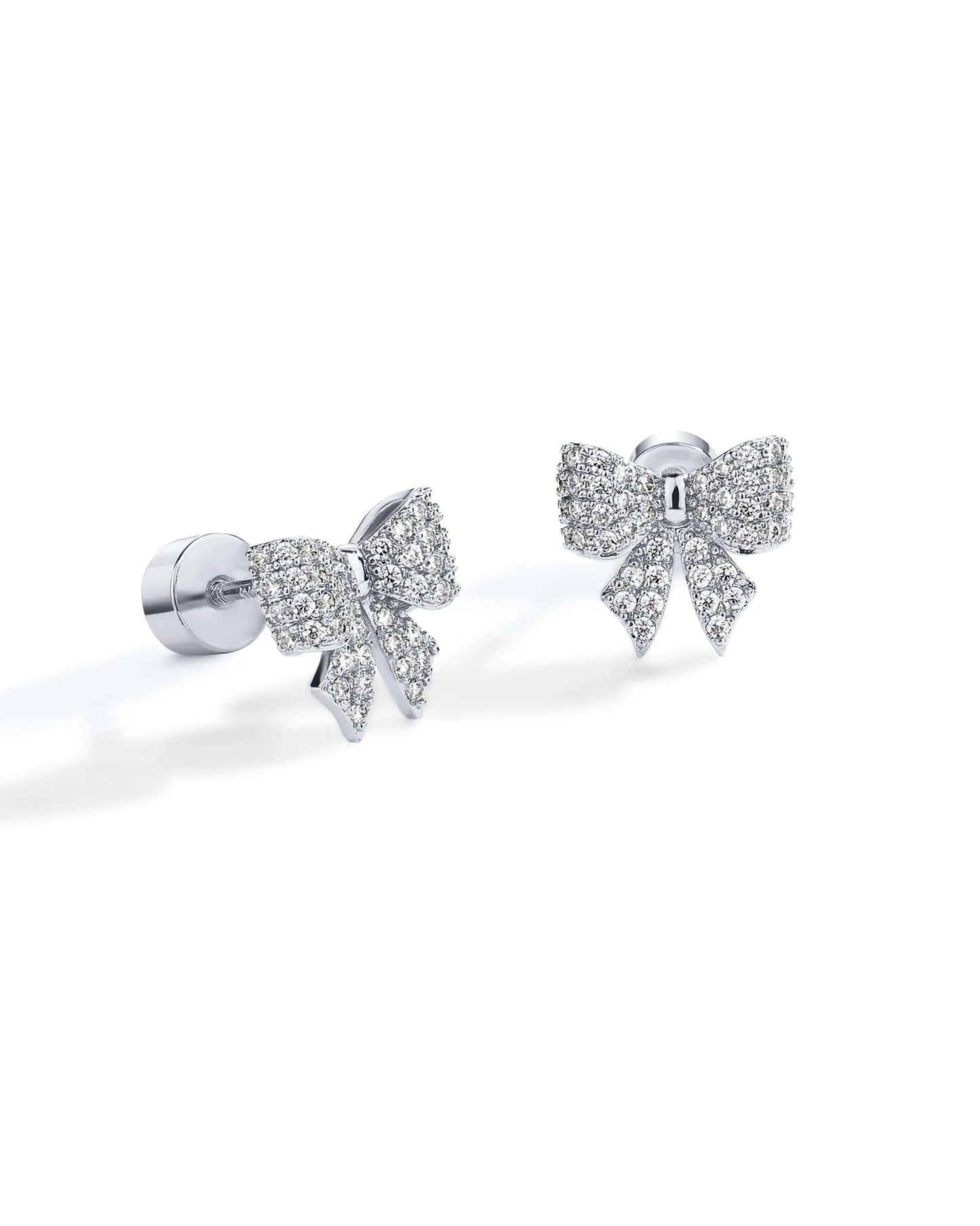 Shevalues 14K vergoldetes Sterlingsilber für Damen, luxuriöse Strass-Bogen-Ohrstecker, modischer Ohrring-Piercing-Schmuck als Geschenk