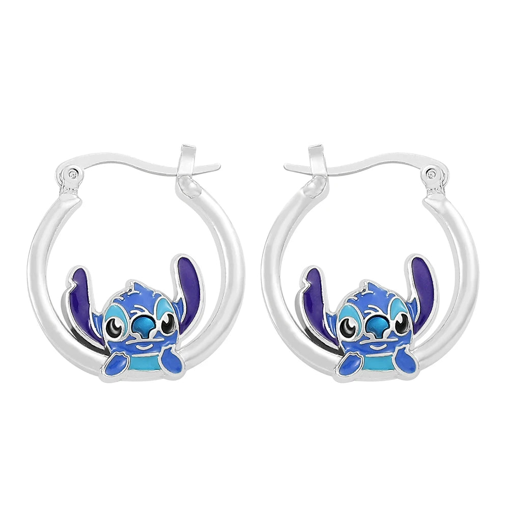 Disney-niedliche Cartoon-Stich-Ohrstecker mit Blumen-Ohrsteckern für Frauen und Teenager-Mädchen, schöne Ohr-Accessoires, Schmuckgeschenke für Fans