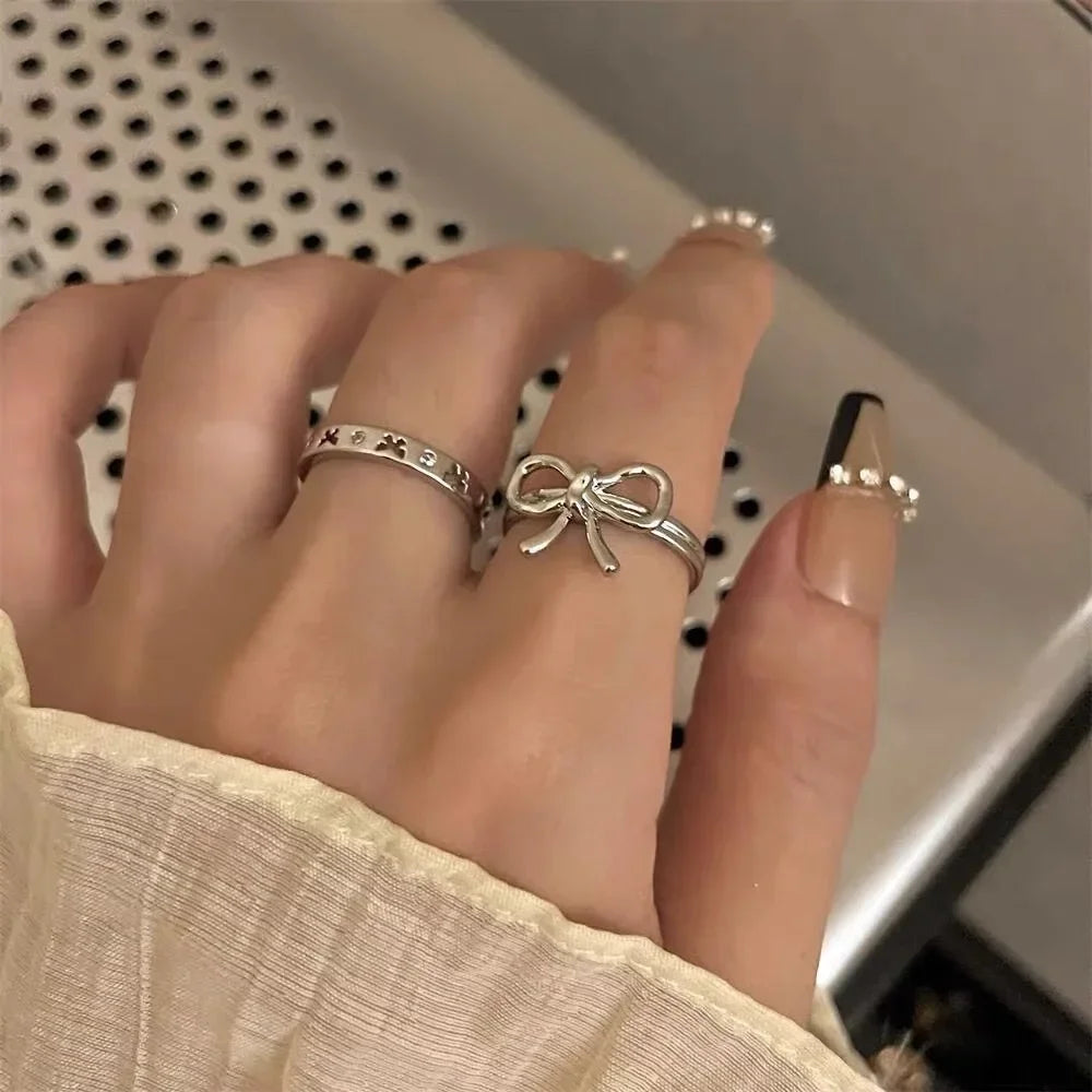 Bowknot Ringe Verstellbare Öffnung Ringe Für Frauen Mädchen Finger Kreise Zeigefinger Schmuck Zubehör Paar Ring