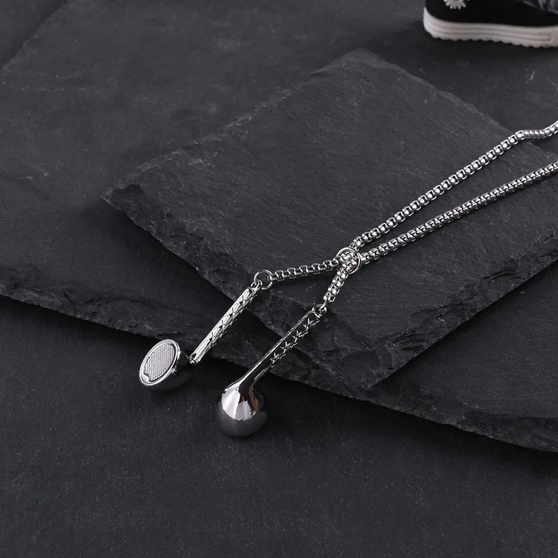 2025, modische Hip-Hop-Kopfhörer-Anhänger-Halskette für Damen und Herren, Unisex, Metalllegierung, Kopfhörer-Halsketten, High Street-Schmuck
