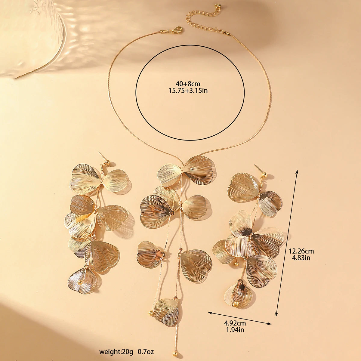 3PC Schöne und Elegante Ginkgo Blatt Anhänger Ohrringe Halskette frauen Set Romantische Braut Quaste Schmuck Set Party Hals schmuck