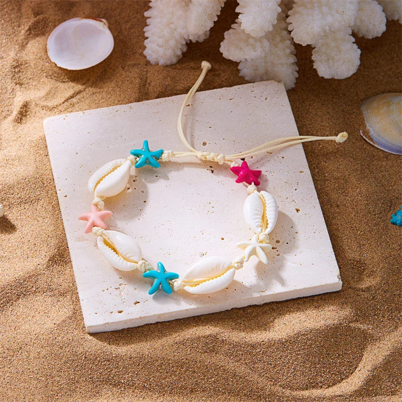 Böhmen Seestern Shell Schmuck-Set Für Frauen Sand Strand Hand Woven Halskette Armband Weibliche Party Bankett Schmuck Zubehör