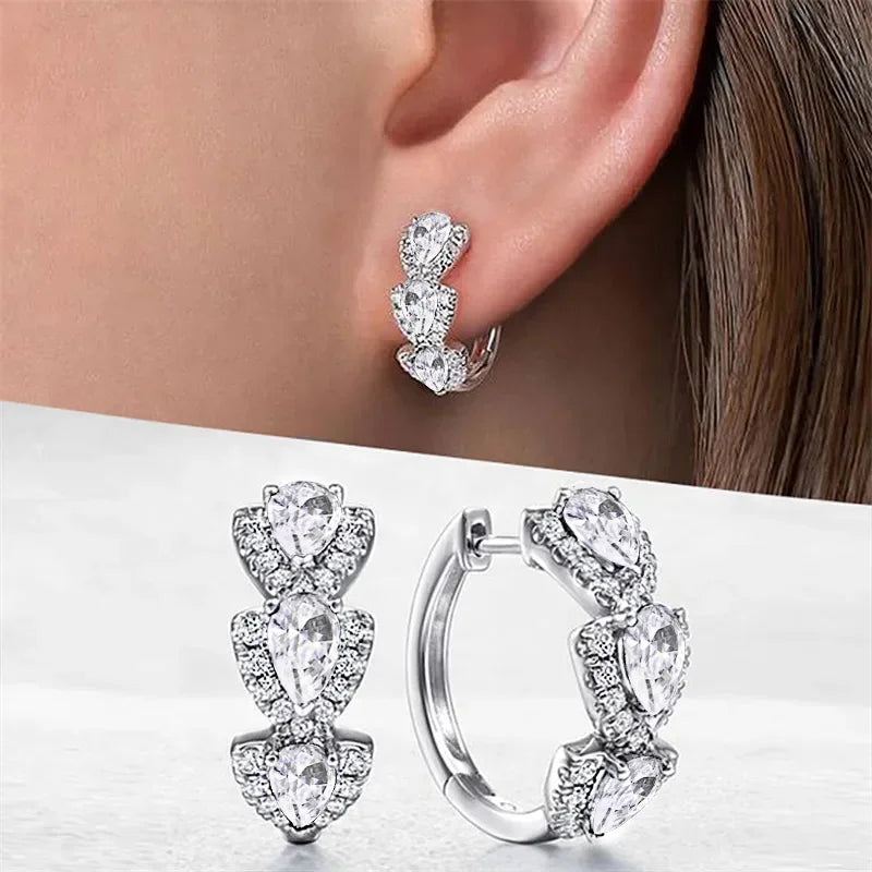Huitan Luxus Trendy Blaue Zirkonia Creolen Hochzeit Party Elegante Accessoires für Frauen Jahrestag Geschenk Neue Schmuck