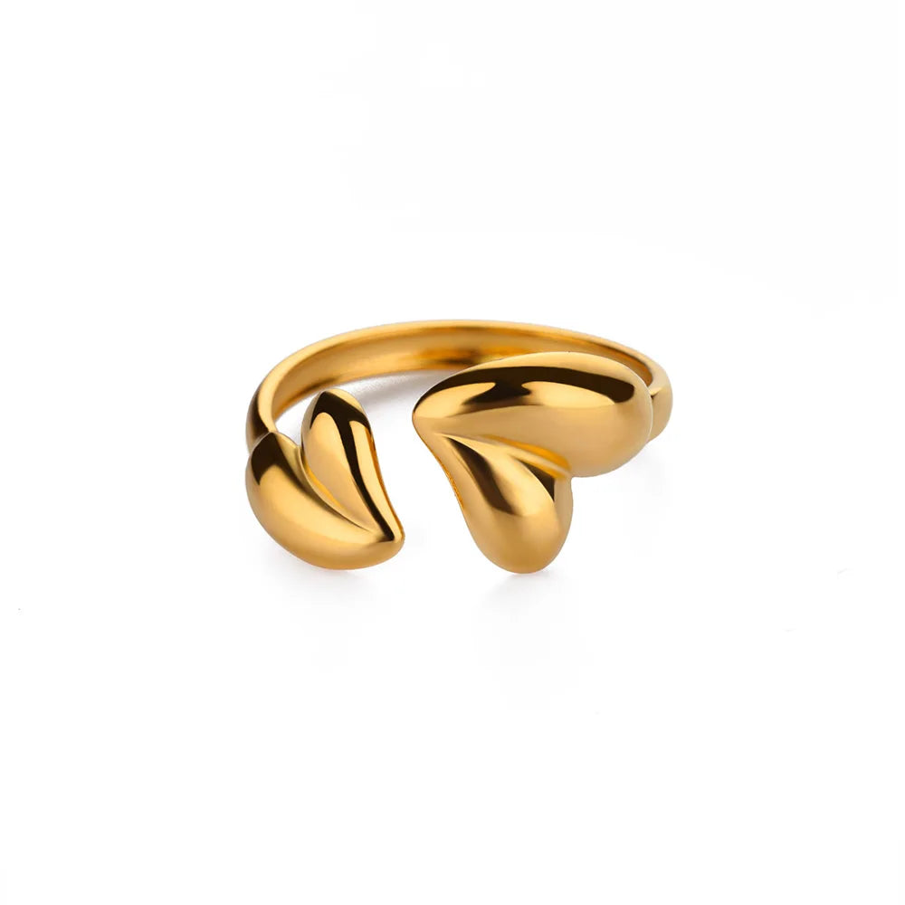 Unregelmäßige Herz Design Edelstahl Offene Ringe Für Frauen Gold Farbe Hochzeit Ästhetischen Ring Schmuck Zubehör Weihnachten Geschenk