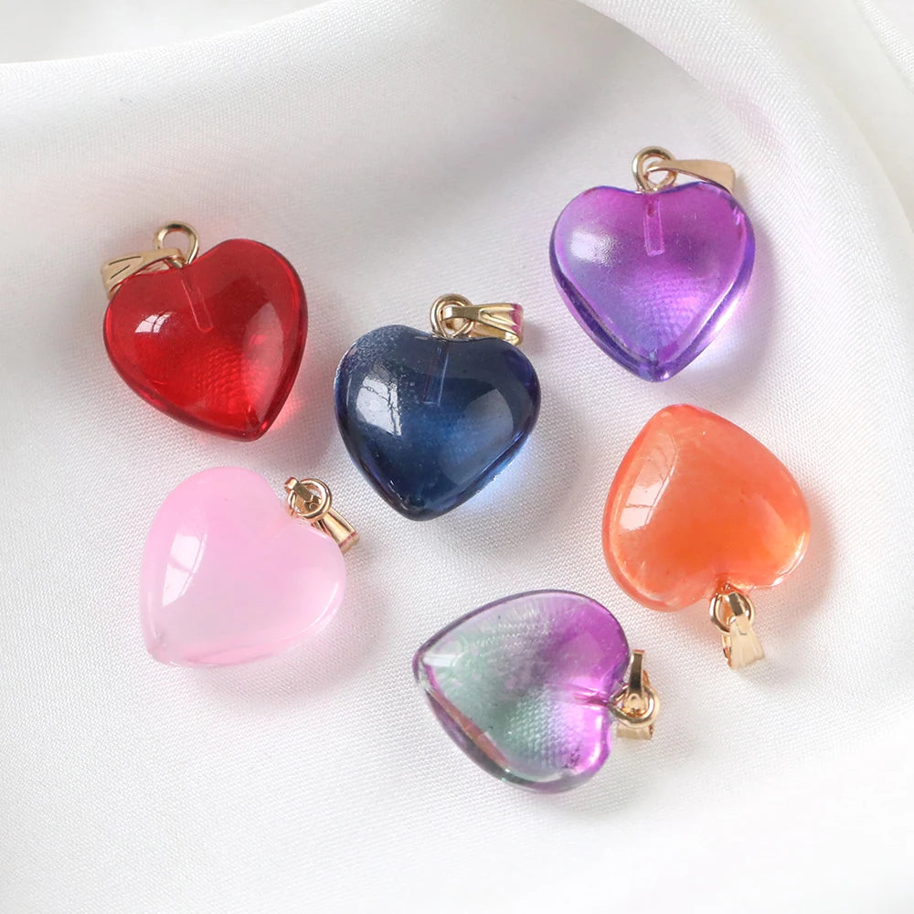 10 Teile/los Tschechische Lampwork Kristall Glas Herz Perlen Charms anhänger DIY Handgemachten Schmuck Machen Halsketten Ohrringe Zubehör