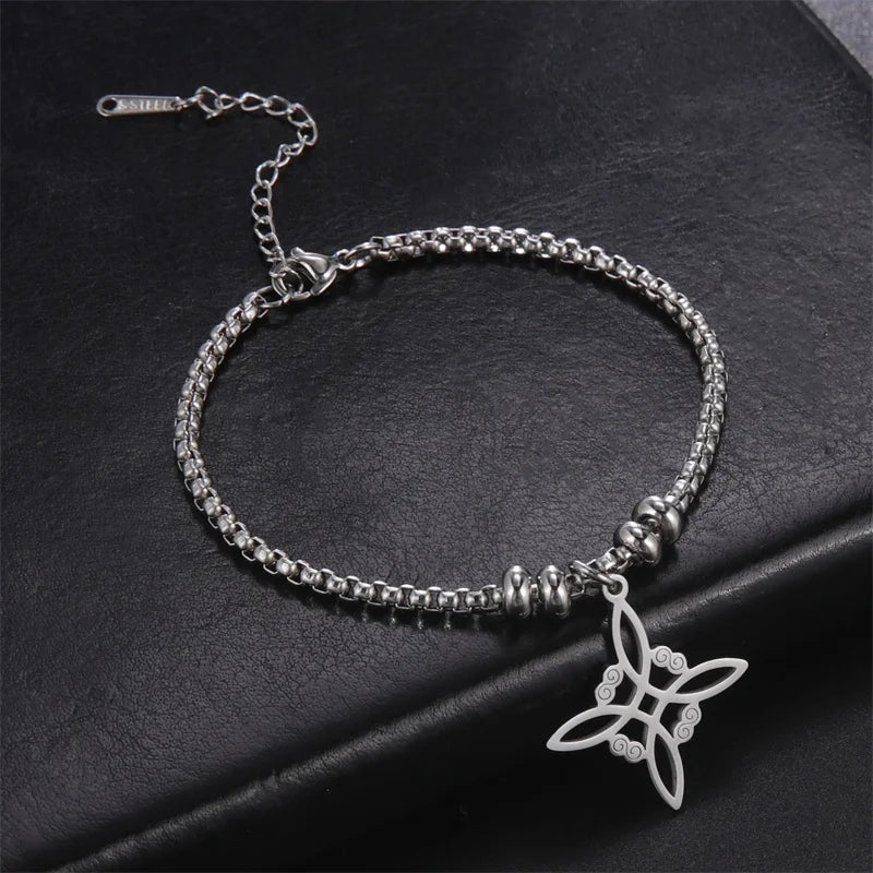 Vintage Edelstahl Armband für Männer Frauen Hexe Knoten Hexerei Anhänger Mann Armband Schmuck Armbänder homme Geburtstag Geschenke