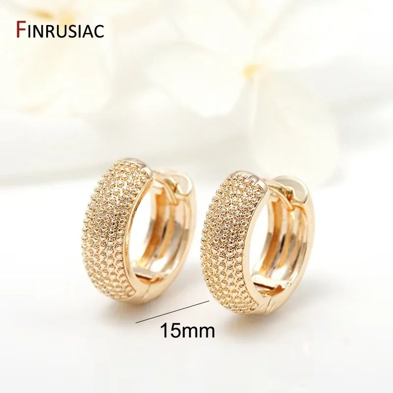 Neue trendige echte vergoldete runde Creolen für Frauen Mädchen Damen große Creolen Gold Kreis Ring Ohrringe Party Geschenk