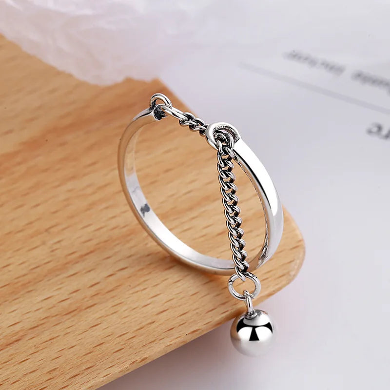Kette Quasten Ring Einstellbar Einfache Koreanische Mode Frauen Party Ring Finger Koreanische Silber Farbe Schmuck