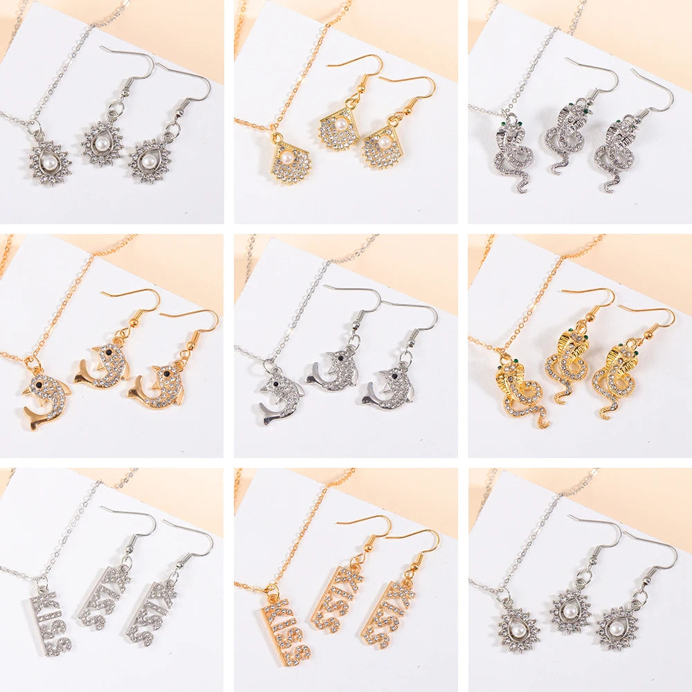 Neue Mode Gold/Silber Farbe Schmuck Set exquisite Schlange Tier Halskette & Ohrring elegante Frauen Schmuck Party Geschenke