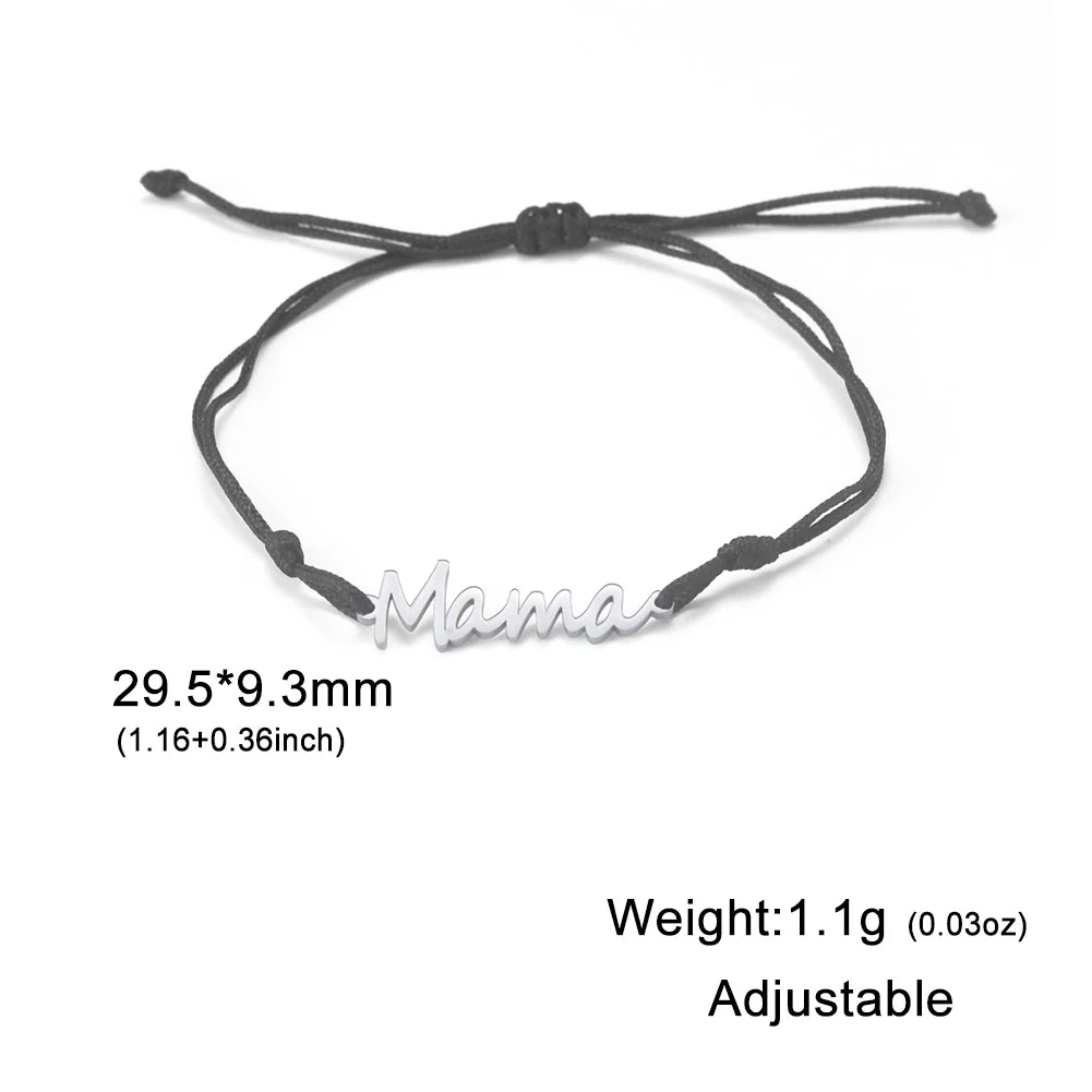 Teamer Buchstaben Mama Anhänger Armband Frauen Rote Schnur Armbänder Edelstahl Schmuck Pulseras 2025, Muttertagsgeschenk Großhandel