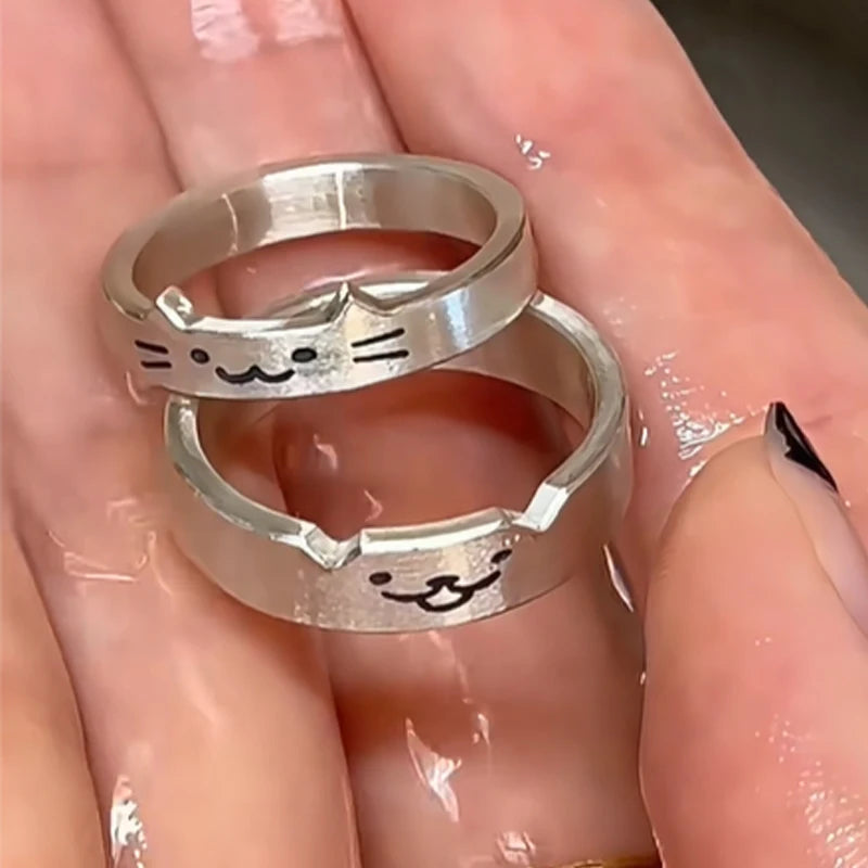 1/2 stücke Tier Nette Katze Hund Tier Paar Ring für Frauen Männer Mode-Statement Liebhaber Ringe Valentinstag party Schmuck Geschenke