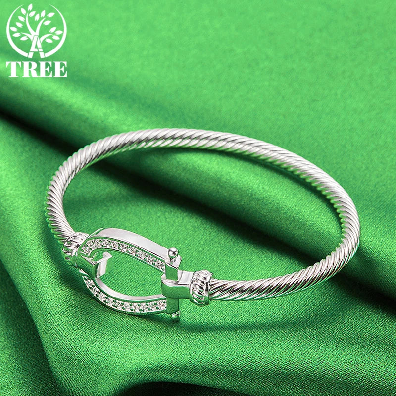 ALITREE 925 Sterling Silber Knoten Seil Armreifen Für Frauen Armreif Mode Geburtstag Hochzeit Schmuck Dame Armbänder Geschenke