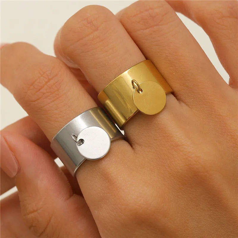 Mode Meer Tier Anhänger Ring für Frauen Runde Geometrische Joint Schmuck Mädchen Urlaub Edelstahl Charme Ringe Großhandel