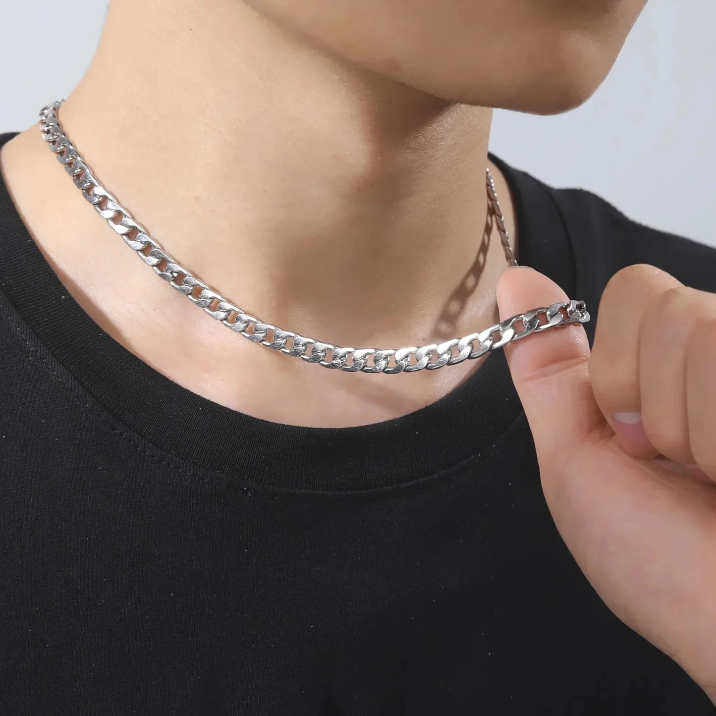 Teamer Kubanische Kette Halskette für Männer Frauen Basic Punk Edelstahl Curb Link Kette Colliers Gold Farbe männer Halsketten schmuck