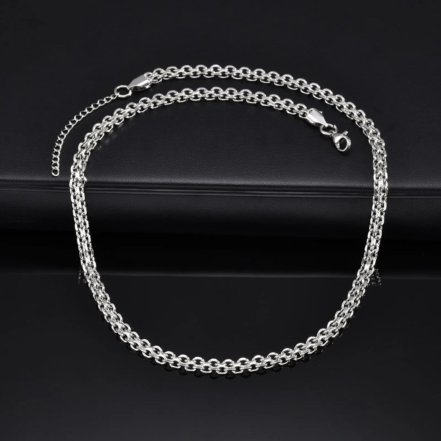 Vnox wasserdichte zweireihige Rolo-Glieder-Halsketten aus Edelstahl, verstellbare silberfarbene Metallglieder-Kragen, minimalistischer Schmuck