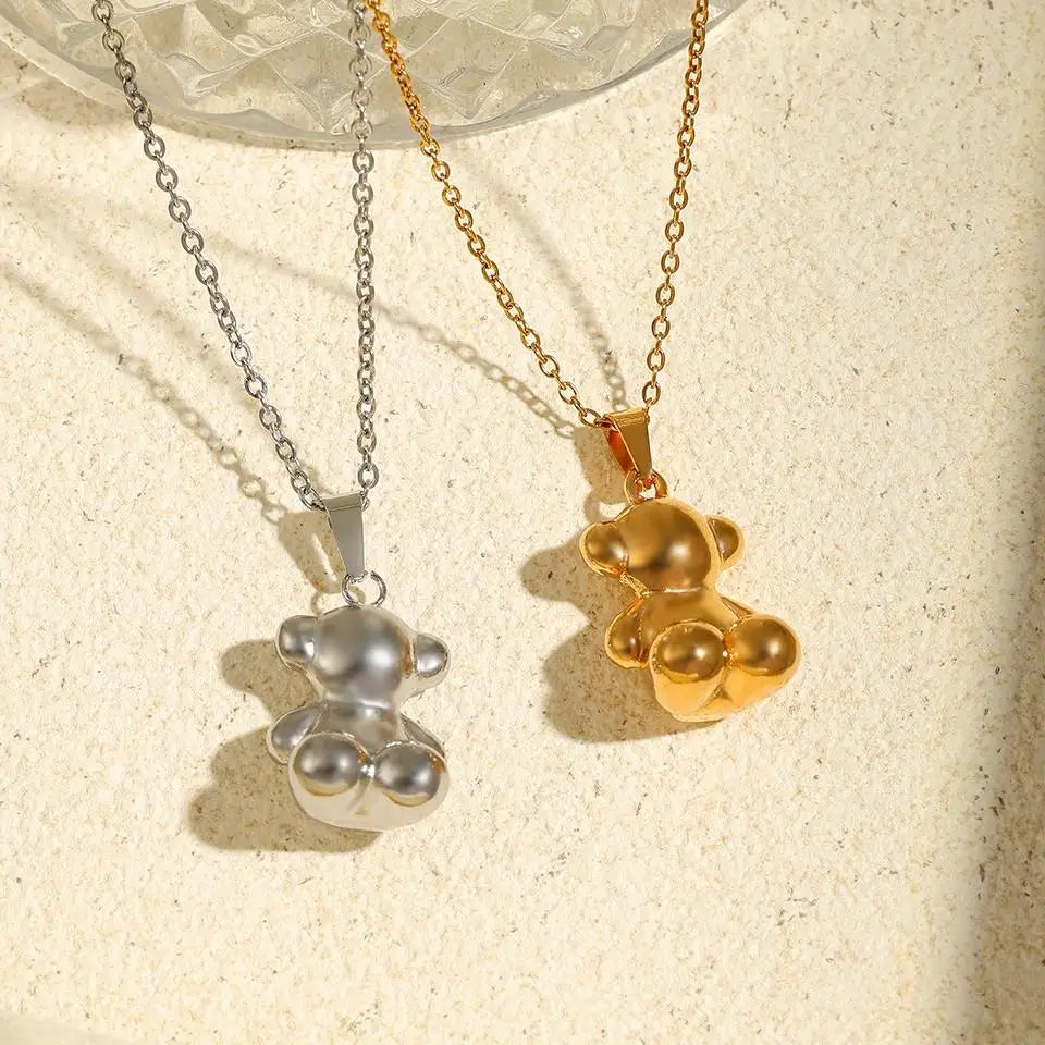3PCS Anime Style 3D Cute Bear Ohrringe Halskette Set für Frauen Hochwertiger Edelstahl Nicht verblassend INS Paare Geschenk Schmuck