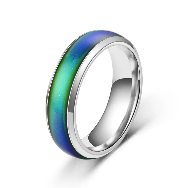1 stücke Edelstahl Stimmung Ring Ändern Farbe Ringe Emotion Gefühl Temperatur Ring für Frauen Männer Paare Ringe Mode Schmuck