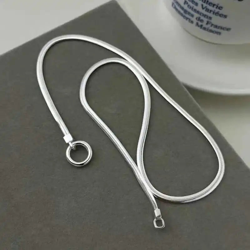Neue Sterling Silber Halskette 45-50-55CM Einfache Halsband Schlange Glod Knochen Runde Zubehör männer & Frauen edlen Schmuck Party Geschenk