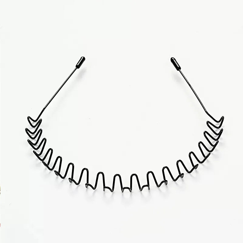Unisex Schwarz Elastisch Rutschfest Einfache Metall Stirnbänder Für Männer Frauen Welliges Haarband Frühling Haar Hoop Mode Haar Zubehör