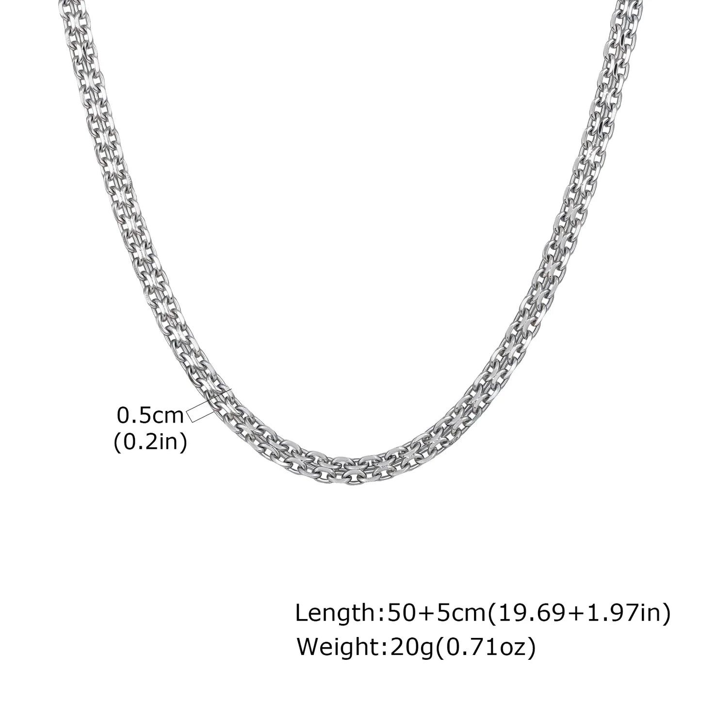 Vnox wasserdichte zweireihige Rolo-Glieder-Halsketten aus Edelstahl, verstellbare silberfarbene Metallglieder-Kragen, minimalistischer Schmuck