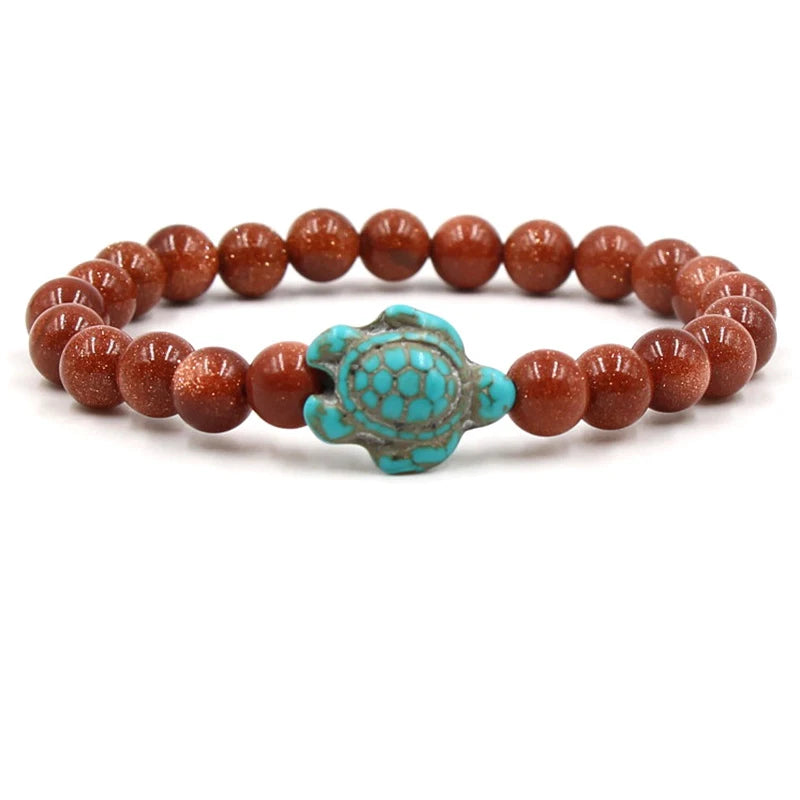 Neue Meeresschildkröte Perlen Armbänder Für Frauen Männer Klassische 14 Farben Naturstein Elastische Freundschaft Armband Strand Schmuck Geschenke