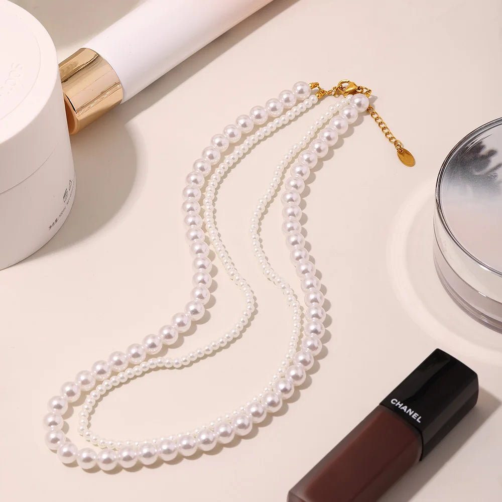 Liora Premium Simulierte Perle Edelstahl Halskette Ringe Baumeln Ohrringe Für Frauen Hypoallergen Frauen Schmuck Sets Geschenke