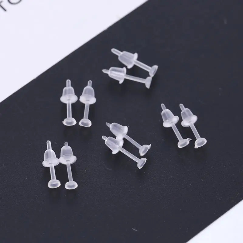 Für kreative 100er-Set transparente Ohrringe aus Kunststoff, Ohrstecker aus Silikon, Ohrstecker, Piercing-Halterungen für Frauen