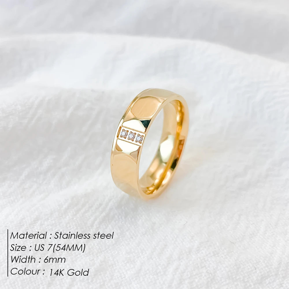 eManco Minimalistischer Ring mit breitem Gesicht, Strassring, poliert, metallisch, Premium-Party-Schmuck, Ringe direkt ab Werk
