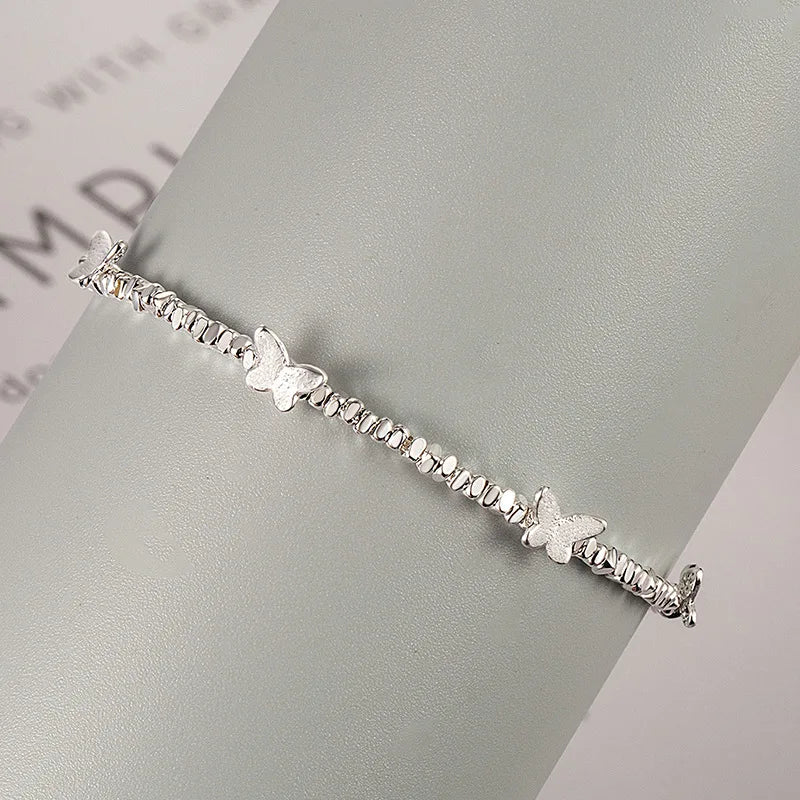 VENTFILLE Schmetterlingsarmband aus 925er-Sterlingsilber für Mädchen, Perlenschnur-Design, Insekt, modisch, vielseitiger Schmuck, Geschenk, Dropshipping