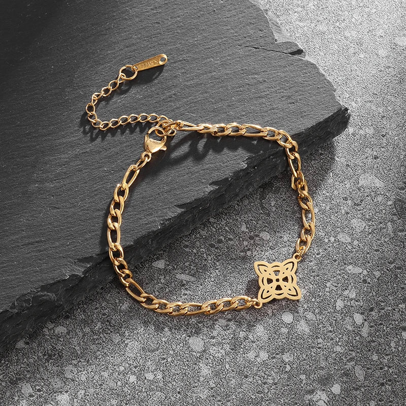 Edelstahl Hexen knoten Doppels chicht verstellbares Armband für Frauen Vintage irischen Glücks knoten Schmuck Geburtstags geschenk
