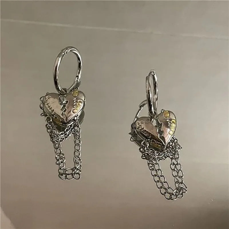 S925 Silber Nadel Vierfach Stern Liebe Asymmetrische Fransen Ohrringe Licht Luxus Nische Süße Coole Stud