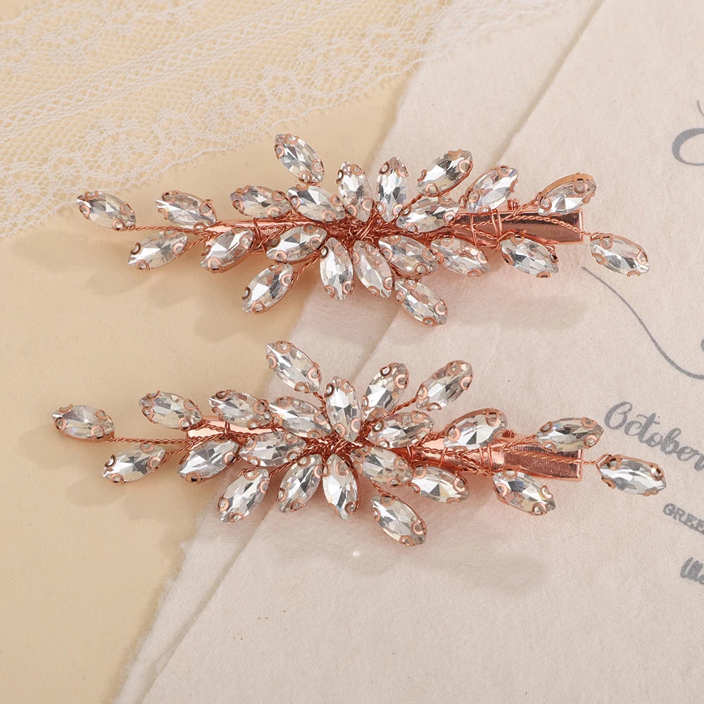 2PCS Strass Haarspange für Hochzeit Braut Kopfschmuck Silber Schwarz Braut Haarschmuck Grün Rot Tiara Blau Lila Ornamente
