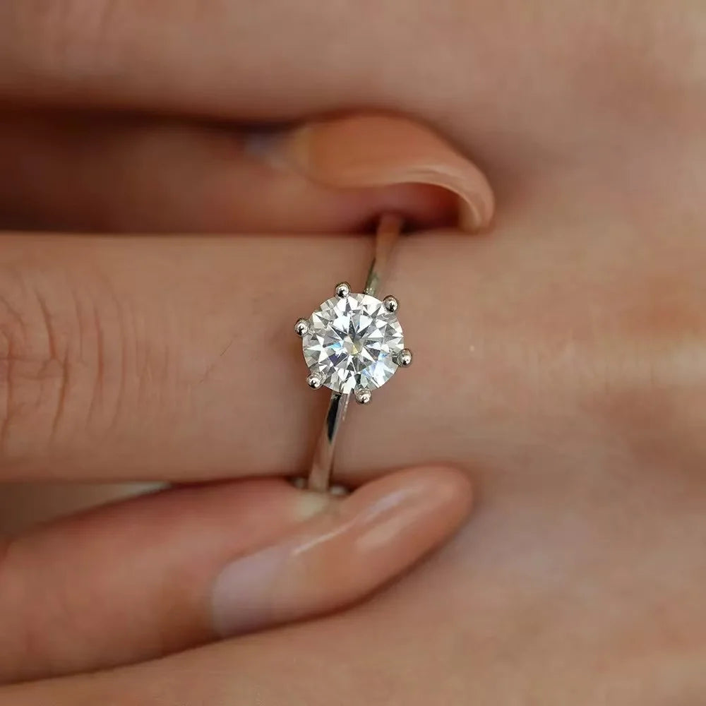 TEN CARATS Gra-zertifizierter Moissanit-Ring für Damen, 925er Sterlingsilber vergoldet mit Verlobungsschmuck in Weißgold als Geschenk