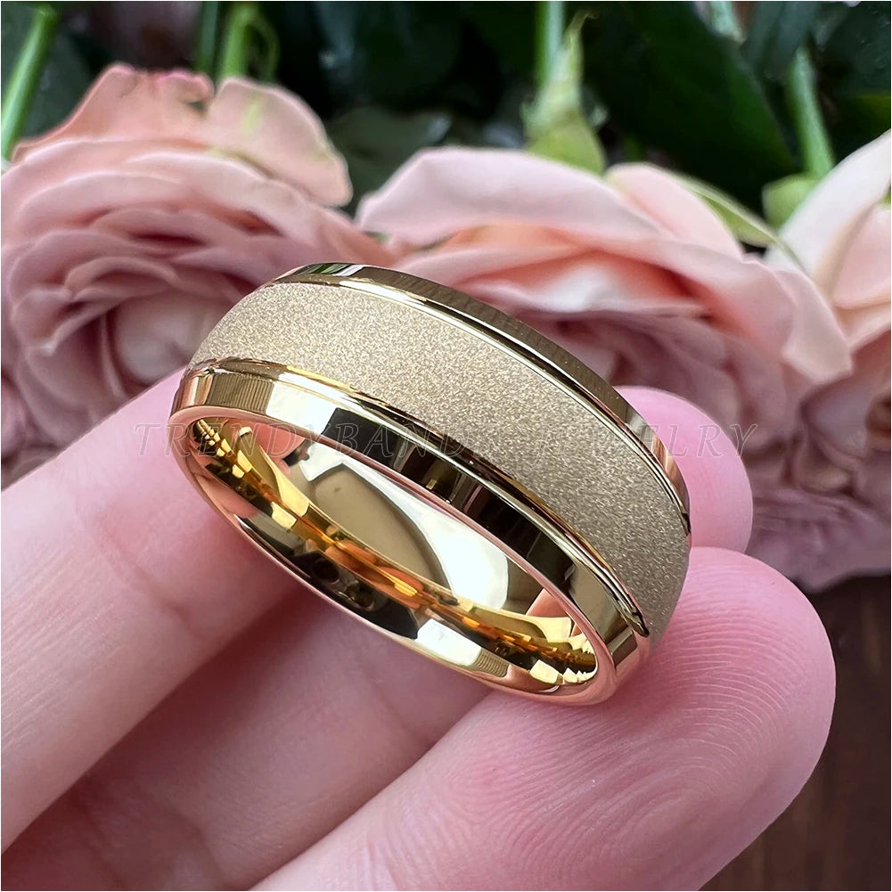 6mm 8mm Dropshipping Sandgestrahlter Wolframring für Damen Herren Mode Verlobung Ehering Comfort Fit