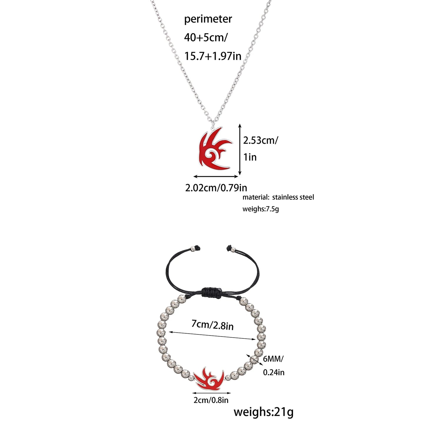 2PC Cartoon Film Sonics Anime Figur Schatten Armbänder Halskette Set für Männer Frauen Schmuck Kinder Charms Anhänger Ketten Geschenke
