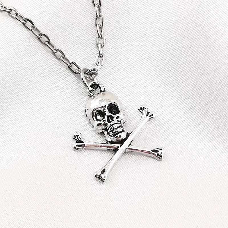 Halskette mit Totenkopf-Anhänger für Damen und Herren, Vintage-Kette, Grunge-Schmuck, Gothic-Accessoires, Halsband, Y2k, ästhetischer Feenstern