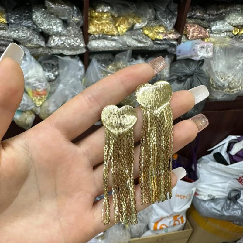 Zhukou Herz Quaste Ohr stecker für Frauen koreanischen Stil Temperament Abendessen Tropfen Ohrringe Modeschmuck Großhandel