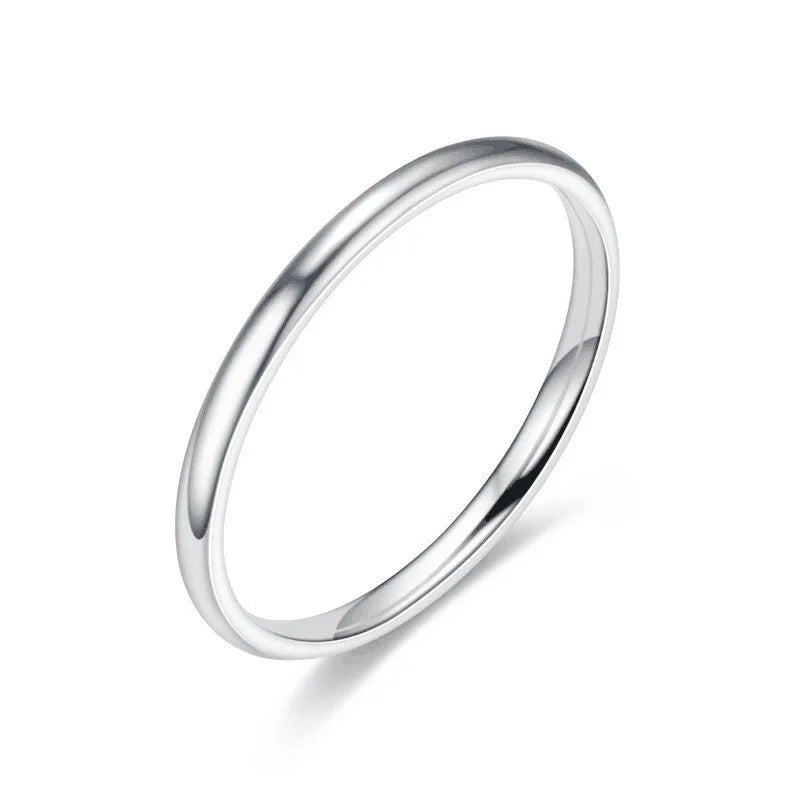 2 mm dünne Edelstahlringe, Roségold, modische, einfache Titanstahlringe für Frauen und Mädchen, Geschenke