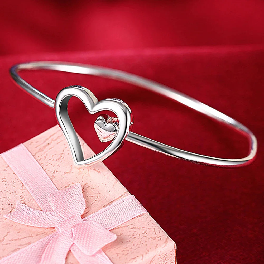 Trendige Armreifen aus 925er-Sterlingsilber, niedlich, offen, für Damen, Modeschmuck, Anpassungsgröße, Manschette, Hochzeit, Party