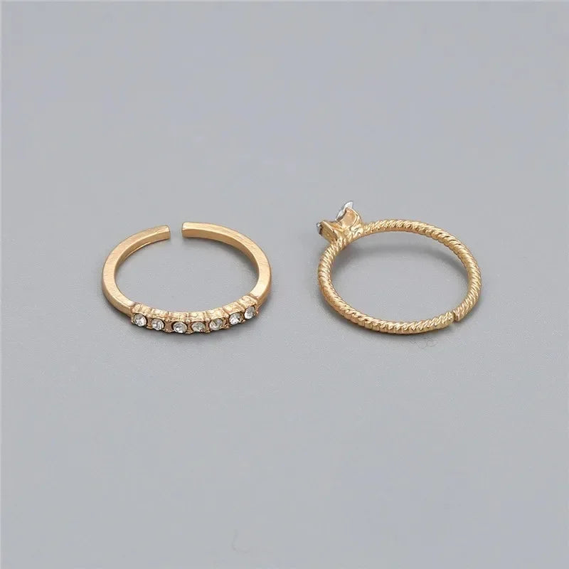 Neue Mode Gold Silber Farbe Herz Ringe Set für Frauen Mädchen Luxus Zirkonia Twist Hochzeit Ring Mode Schmuck Geschenke