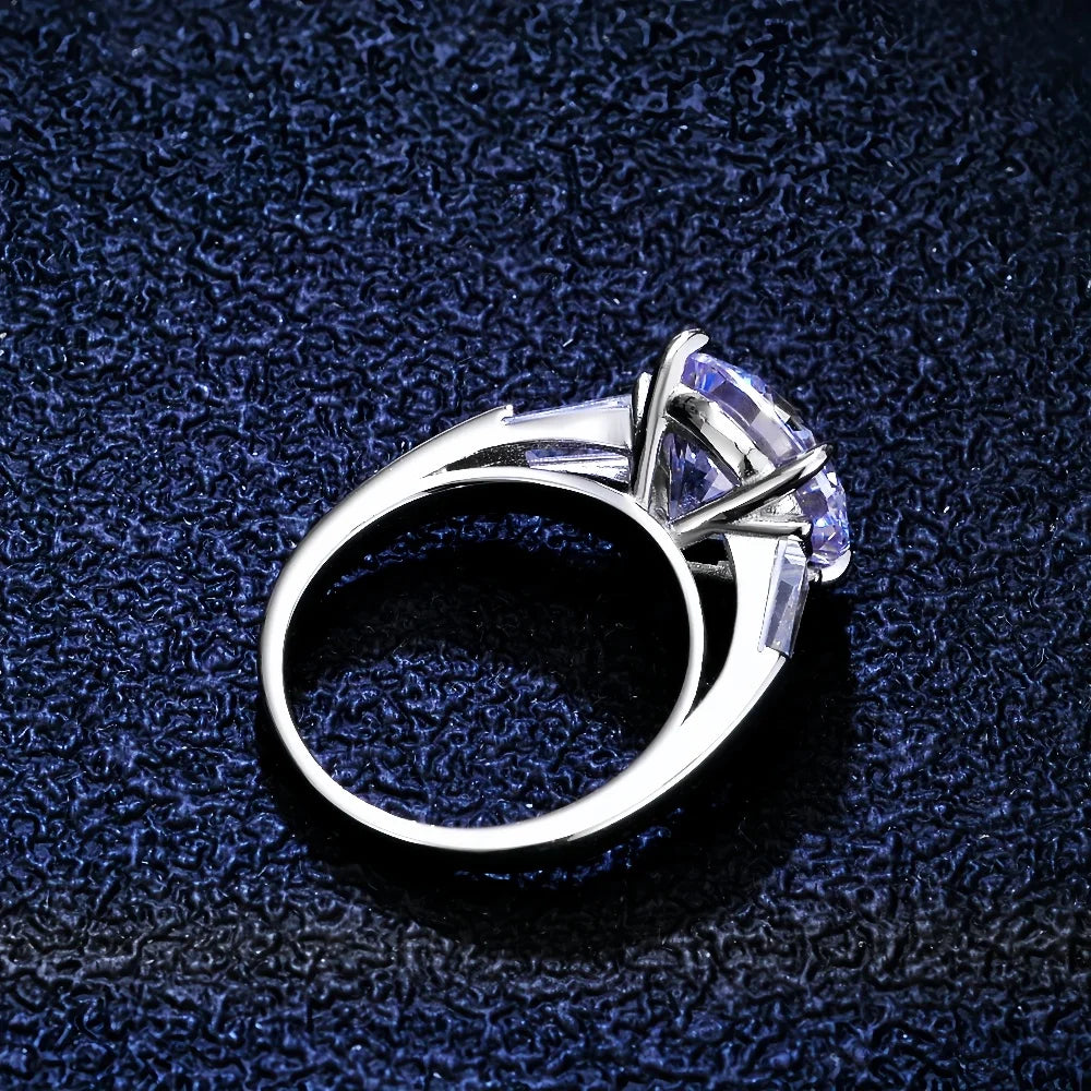 S925 Sterling Silber Moissanit-Ring für Damen, 5-Karat-Moissanit-Diamant-Taubenei-Ehering, mit Moissanit-Geschenkbox