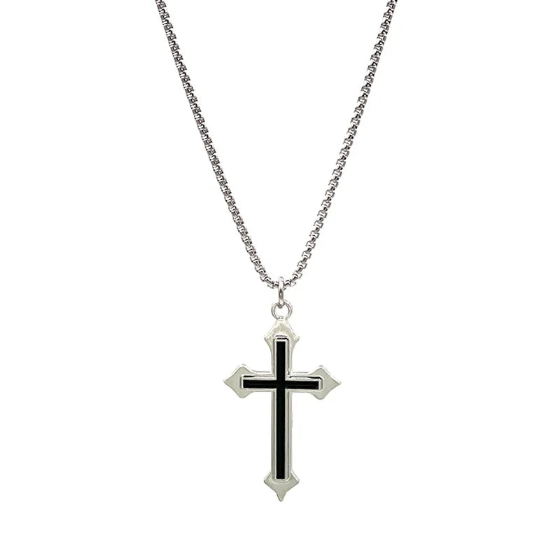 Vintage Gothic Hohl Kreuz Anhänger Halskette Silber Farbe Coole Street Style Für Männer Frauen Geschenk Großhandel Hals Schmuck