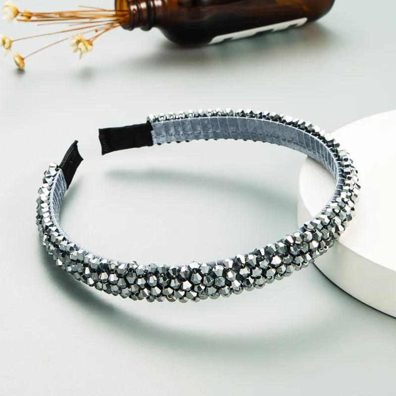 Frauen Mädchen Kristall Perlen geflochten handgemachte Haarband Stirnband Erwachsene Haarschmuck