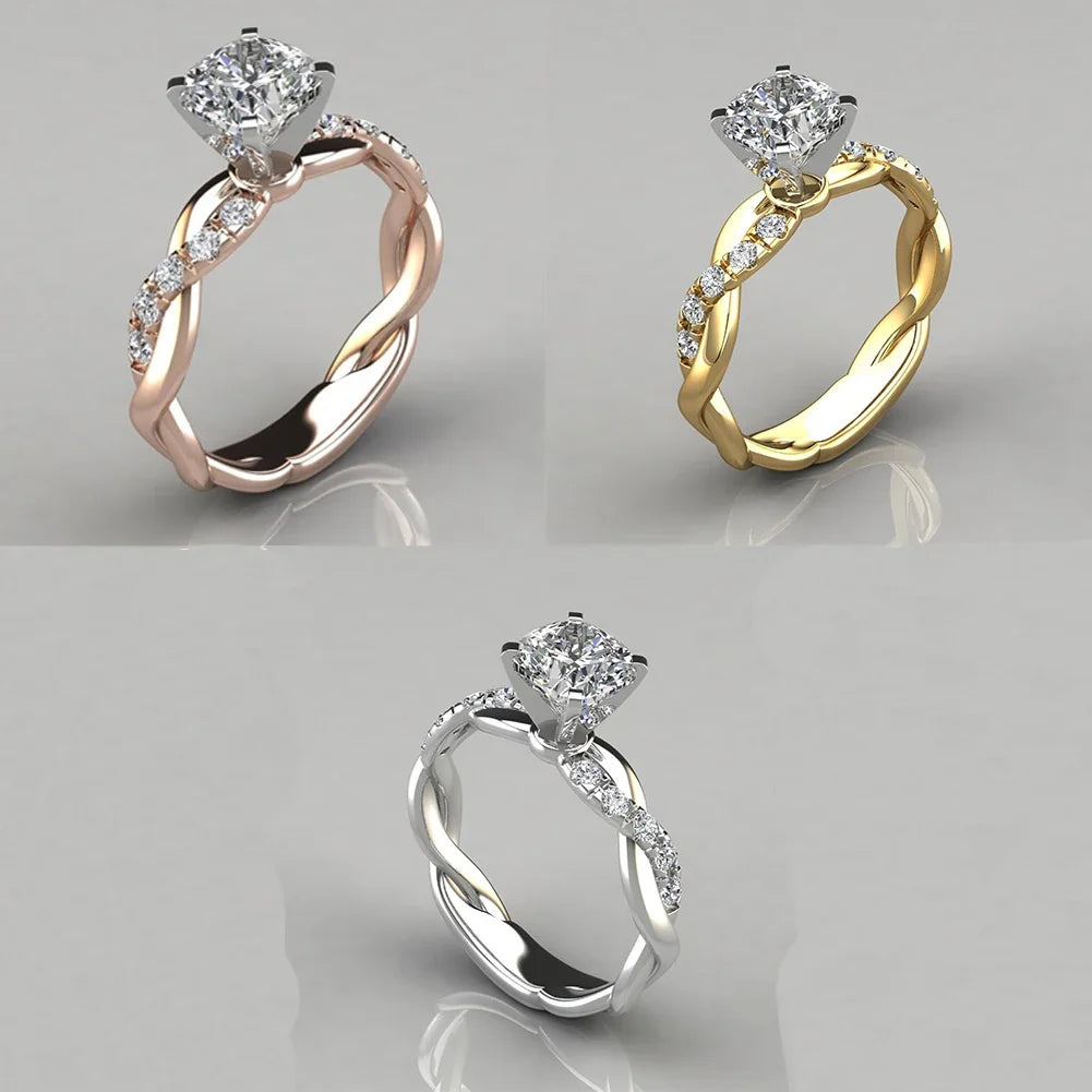 Klassische passende Eheringe für Damen, Verlobungsringe mit Zirkon-Kristallstein, Schmuckzubehör, Geschenk zum Hochzeitstag